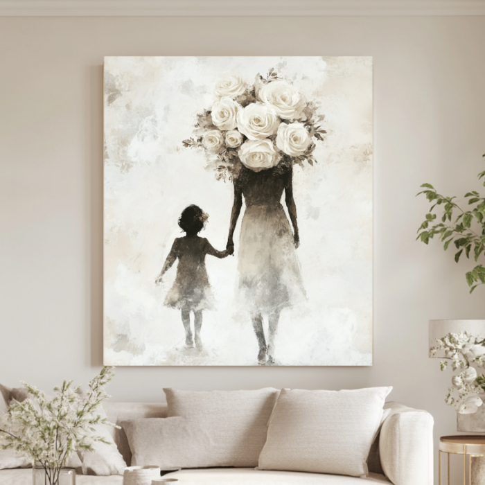 Portret matki z córką prezent z okazji dnia matki personalizowany