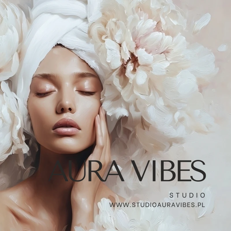 obraz kobiety z ręcznikiem i piwoniami do spa